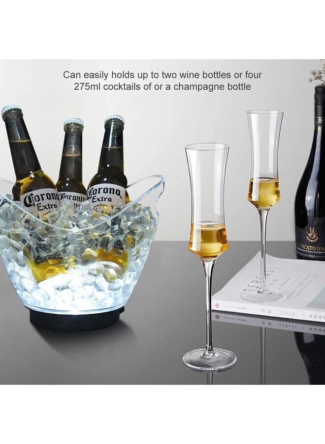 يُسلِّم دلو ثلج مزود بإضاءة LED، دلو ثلج بلاستيكي شفاف، دلو ثلج كبير السعة، دلو تبريد LED ملون RGB، دلو ثلج للشمبانيا والنبيذ والبيرة مع إضاءة للحفلات والمنازل والبارات والنوادي - Image 4